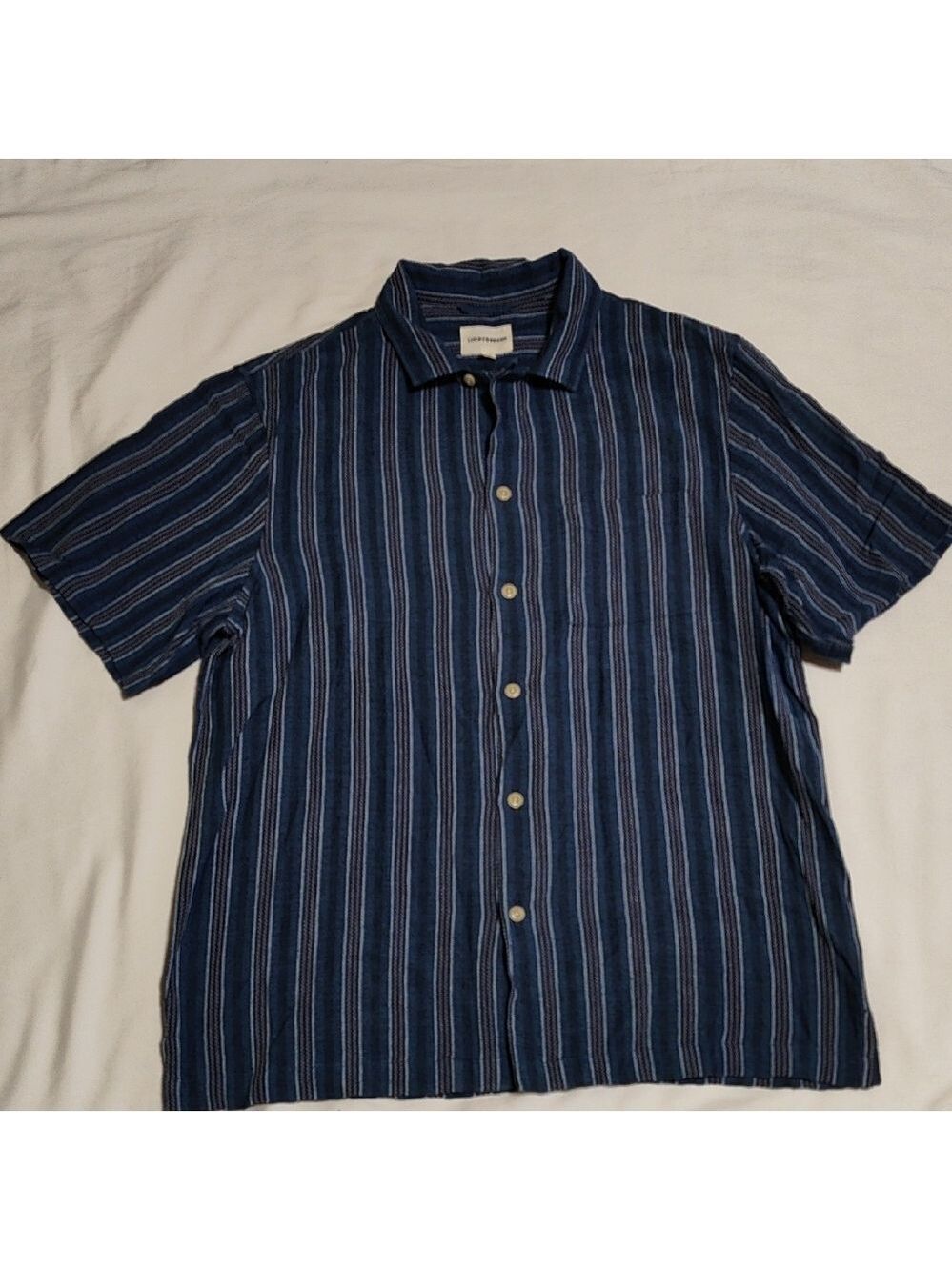Lucky Brand Navy Striped Casual Shirt
